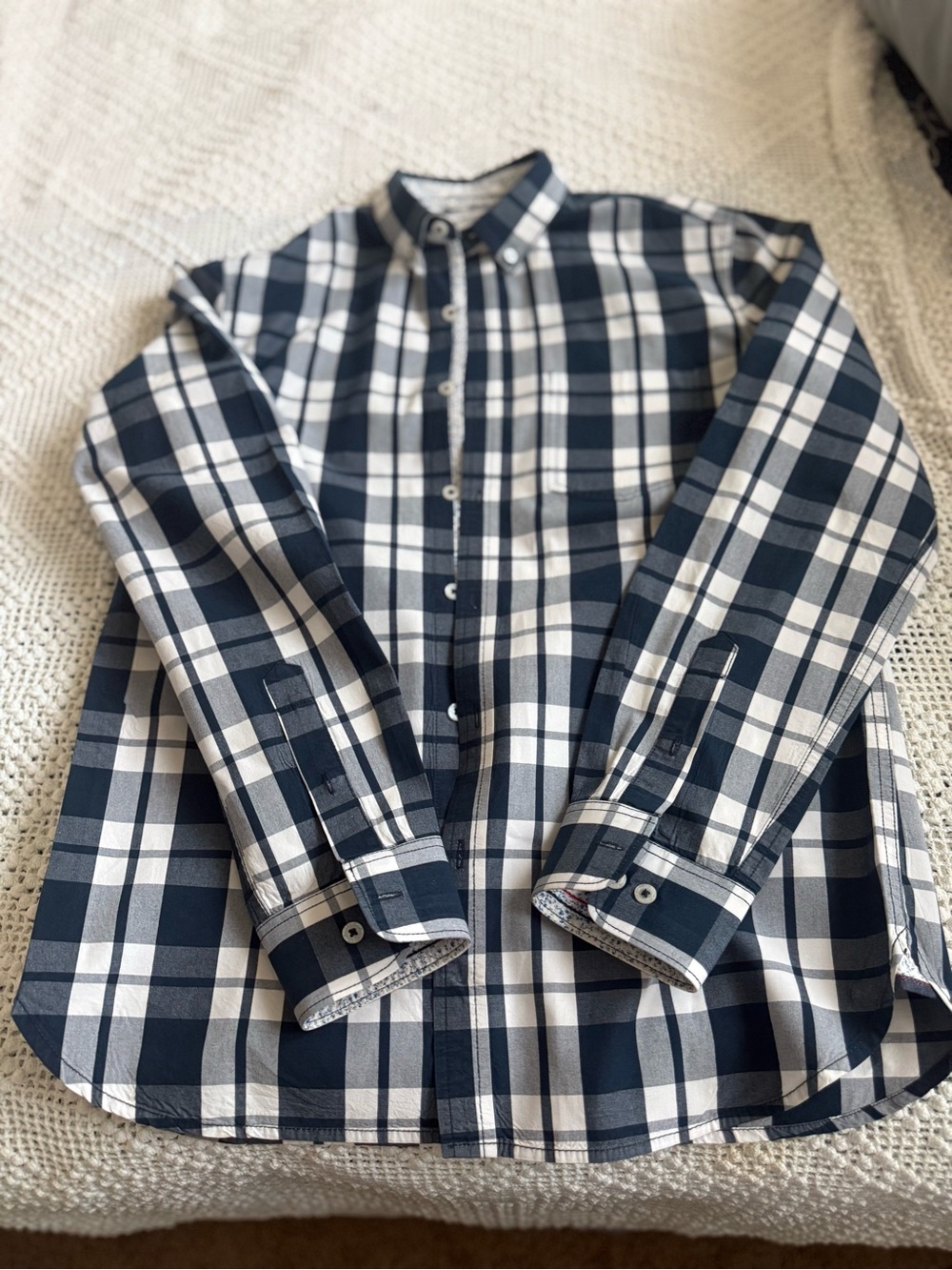 Denim & Flower Navy and White Plaid Button-Down Shirt